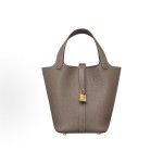 HERMES Picotin Lock 18 Gold buckle Women\'s Etoupe Elephant Grey